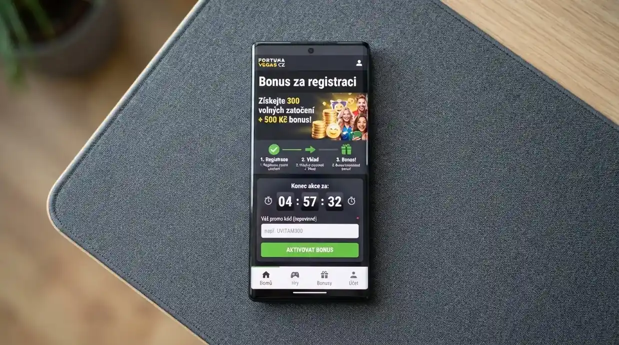 Výřez bonusové stránky online kasina — pole pro zadání kódu, přehled volných zatočení a časový odpočet platnosti nabídky